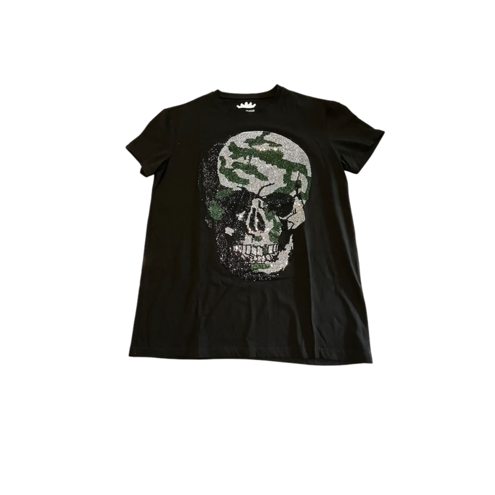 Heads or Tails Rhinestone Skull Graphic Tee